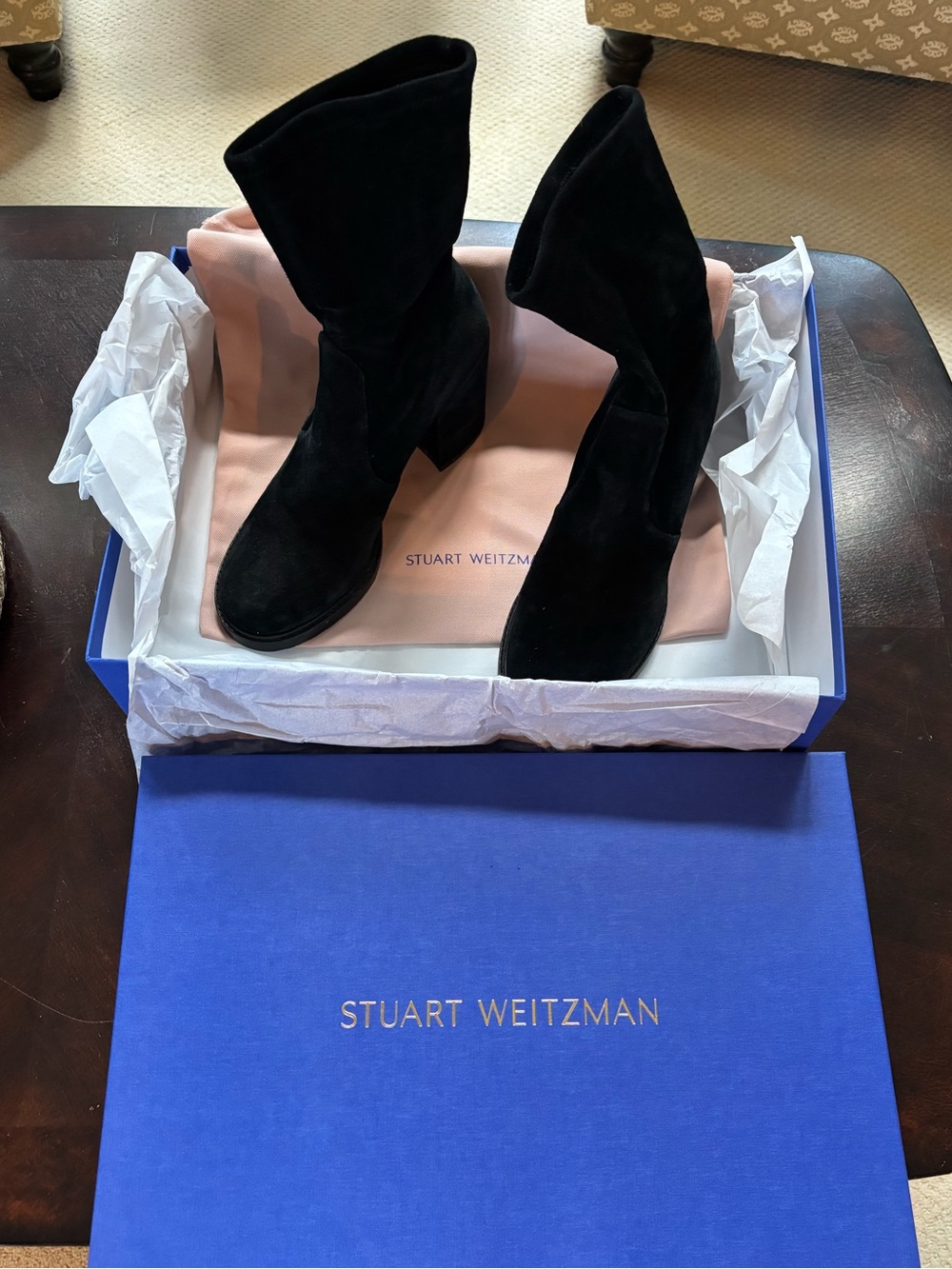 Stuart Weitzman Black Suede SoHo Bootie